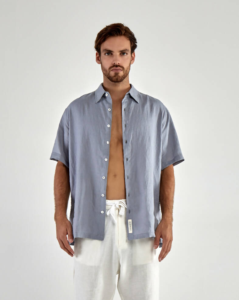 Date night short sleeve linen shirt