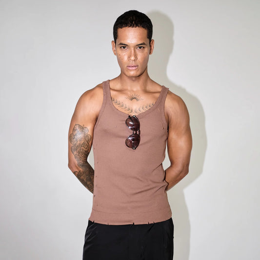 Baby Distressed Singlet In Chocolate