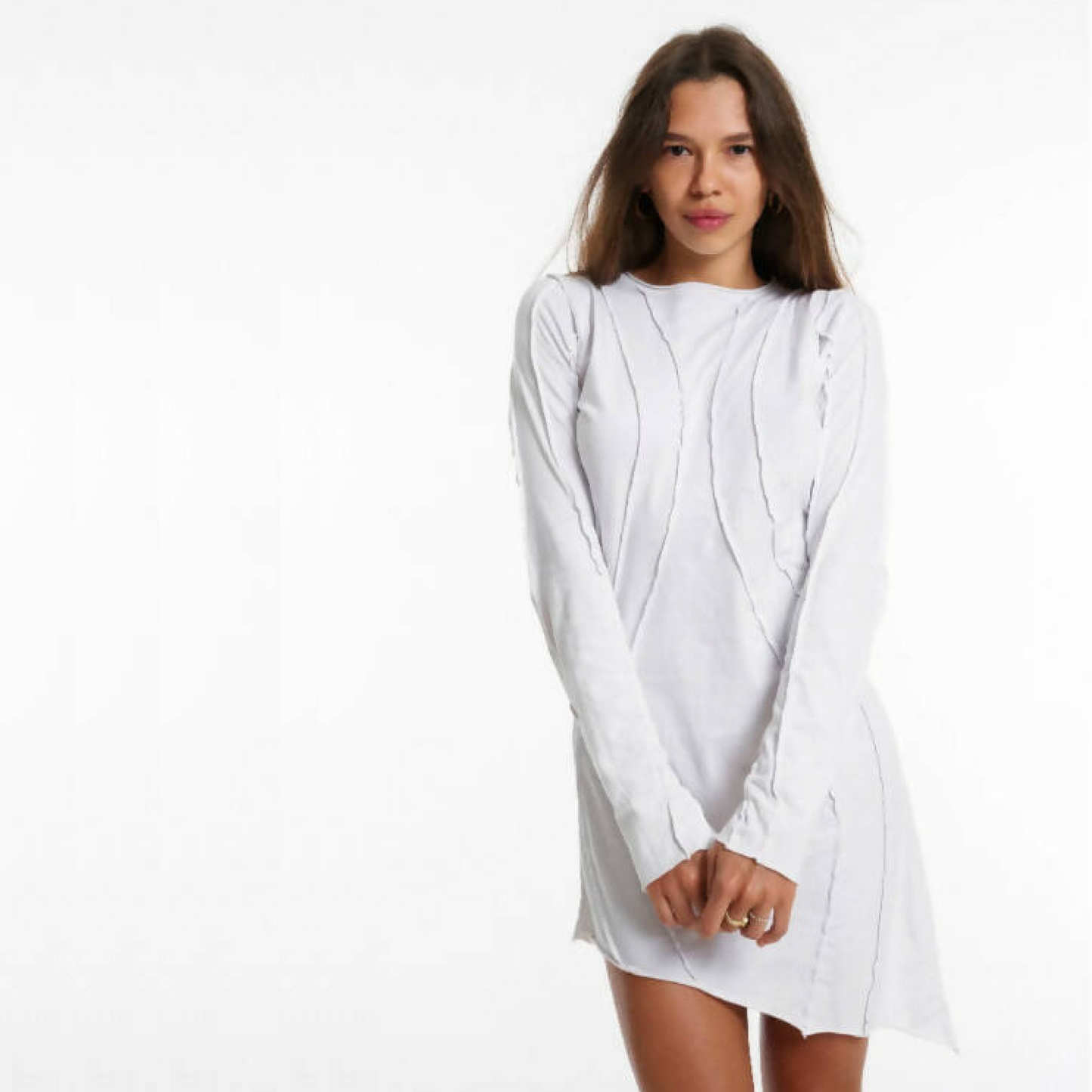 Asymmetric Dress / White organic cotton