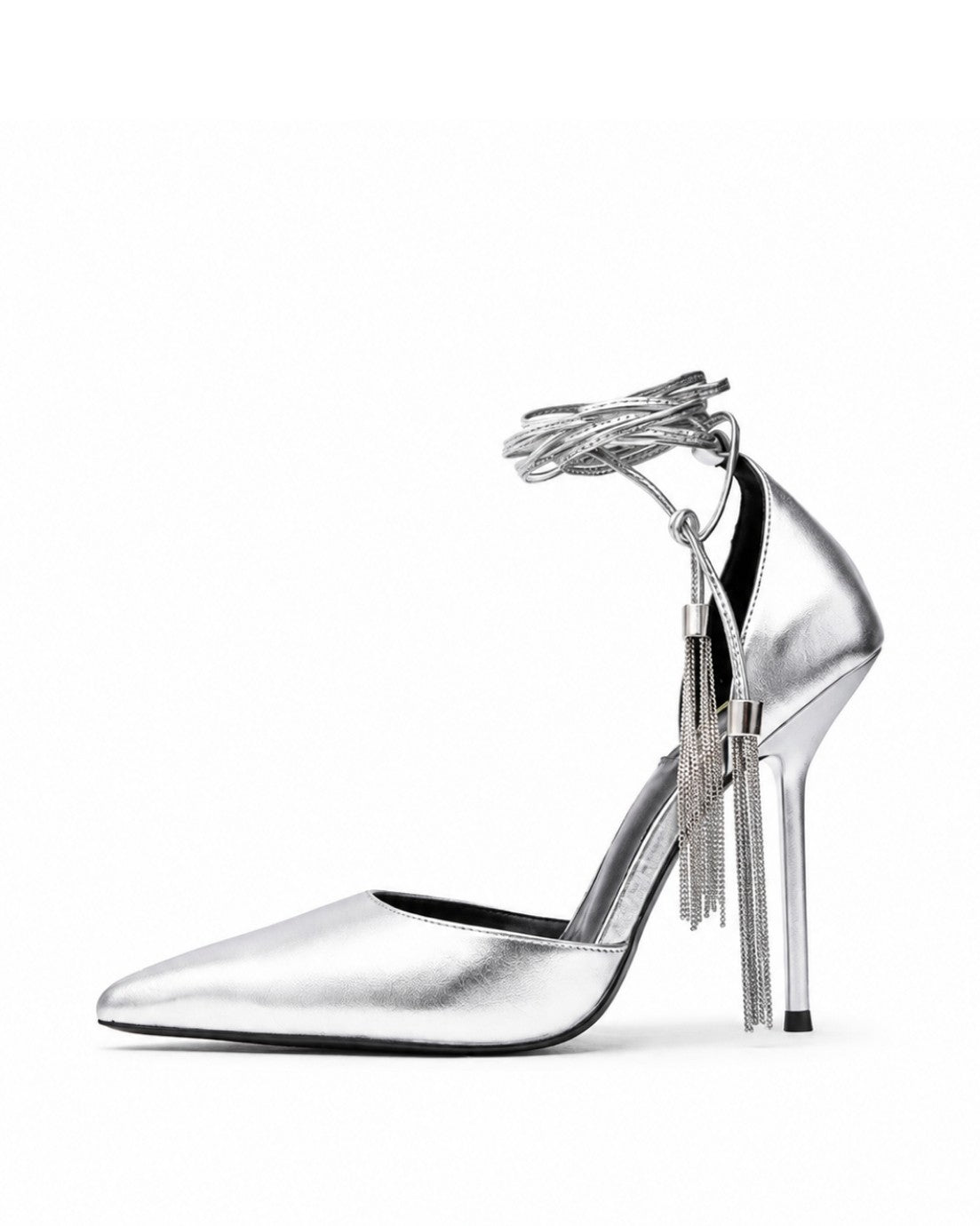 Silver Tassel Heels