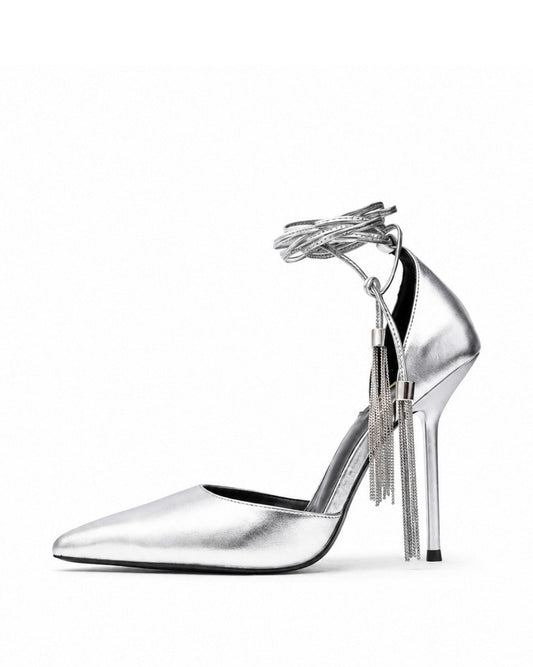 Silver Tassel Heels