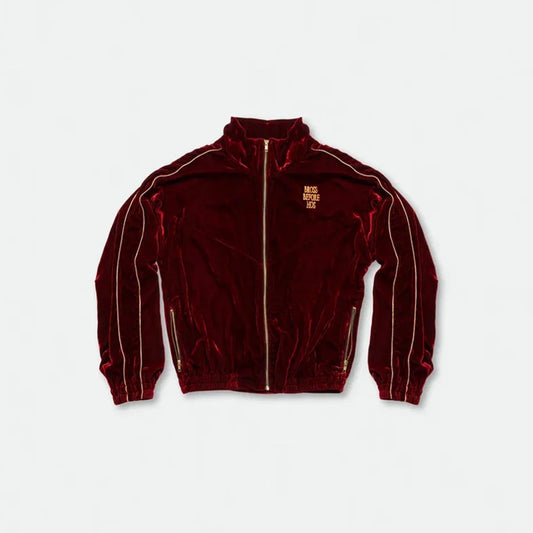 SILK VELVET TRACK JACKET RED