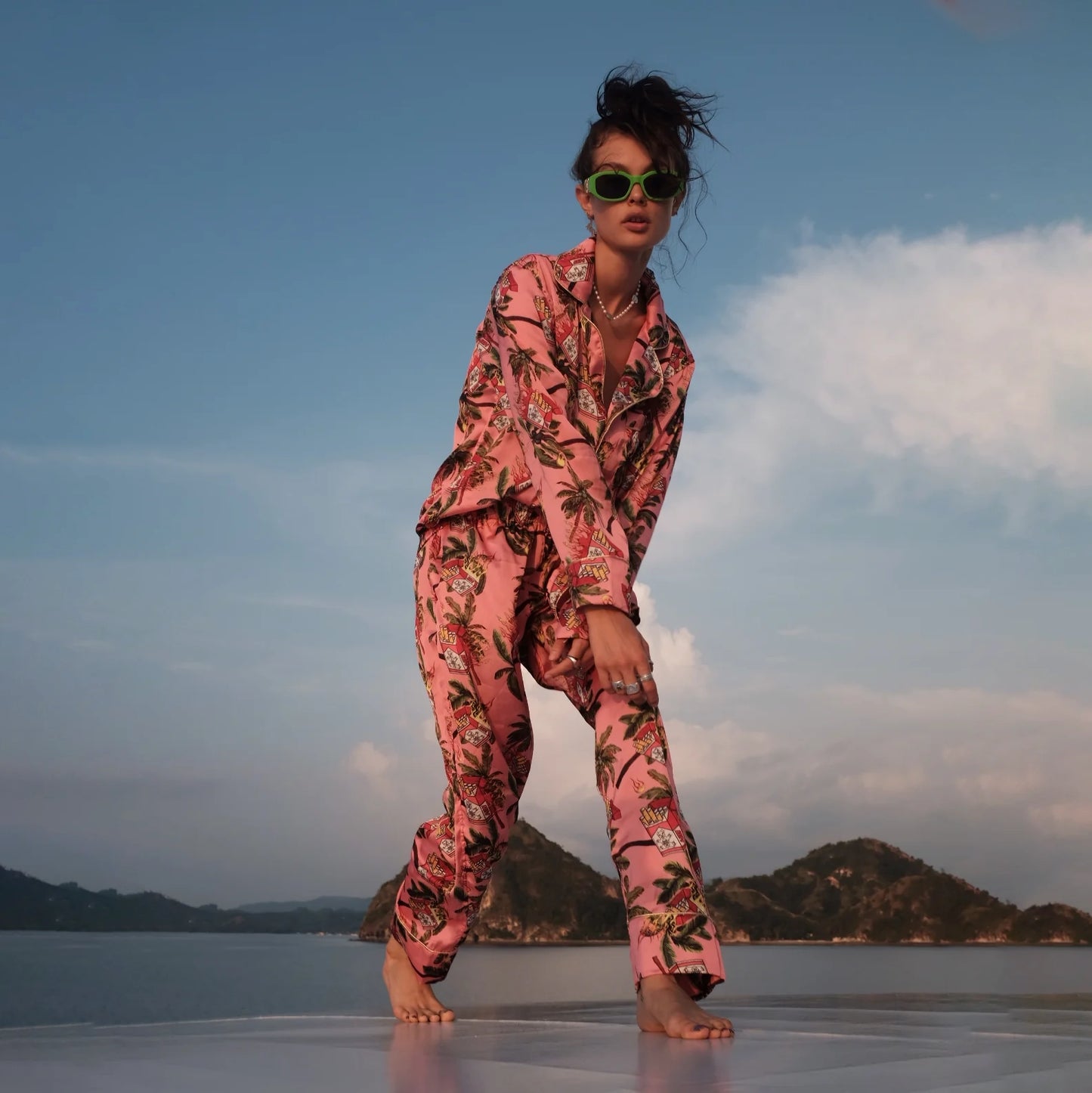 SILK PAJAMA PRINTED PINK