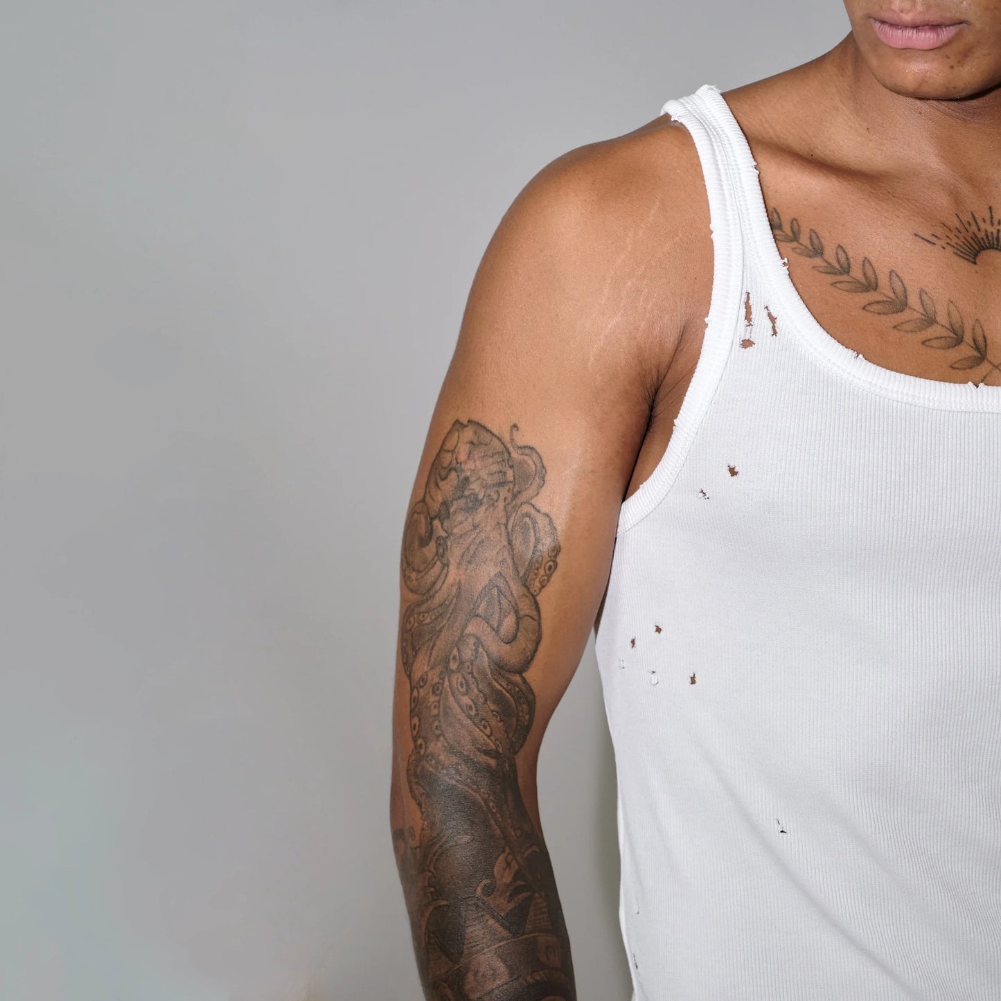 Baby Distressed Singlet In White