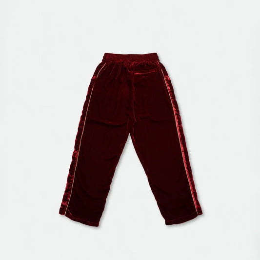 SILK VELVET TRACK PANTS RED