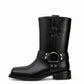 Black Leather Harness Boots