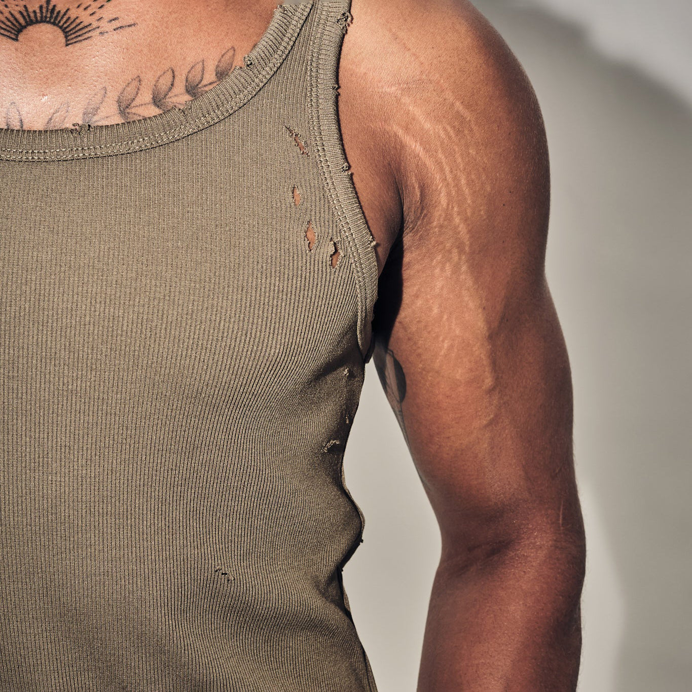 Baby Distressed Singlet In Olive