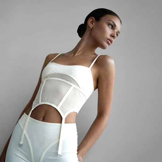 Mesh Set Top & Short In White