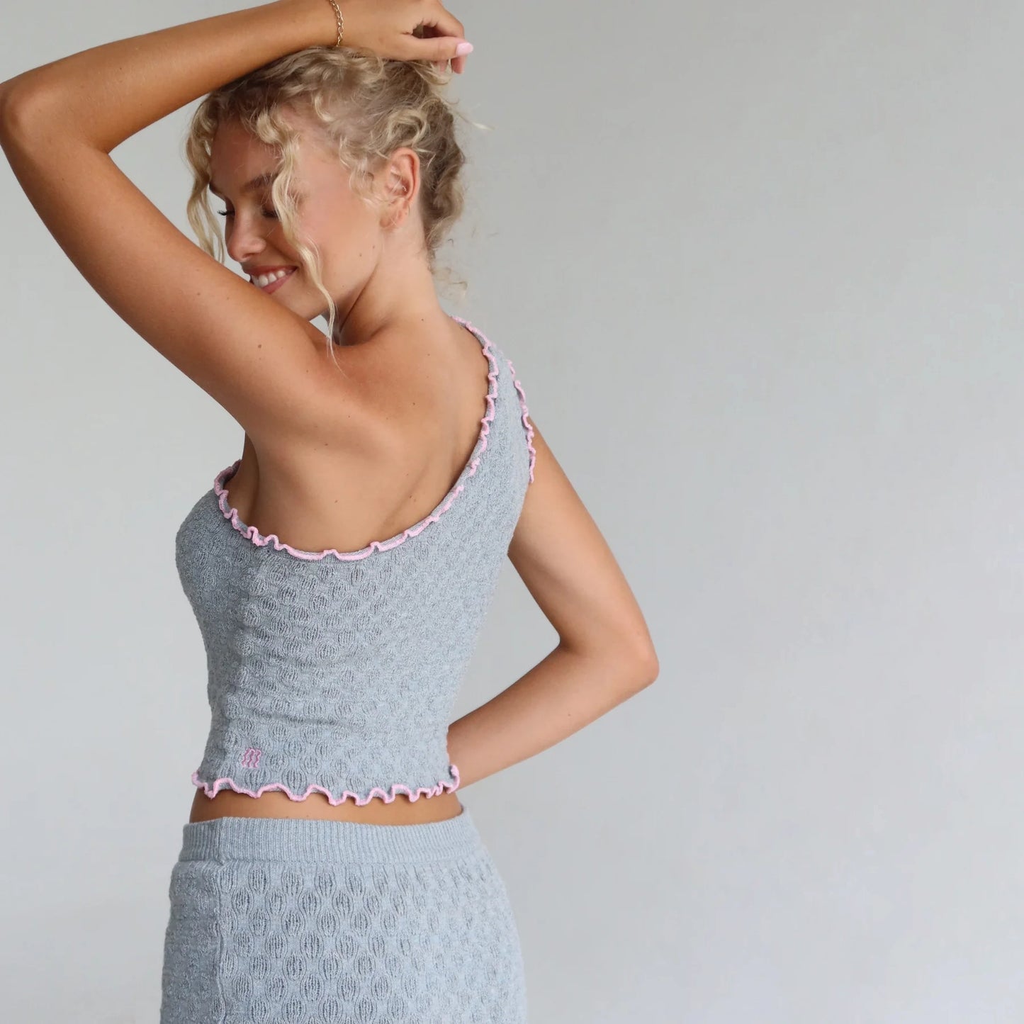 Hibiscus One-Shoulder Knit Top