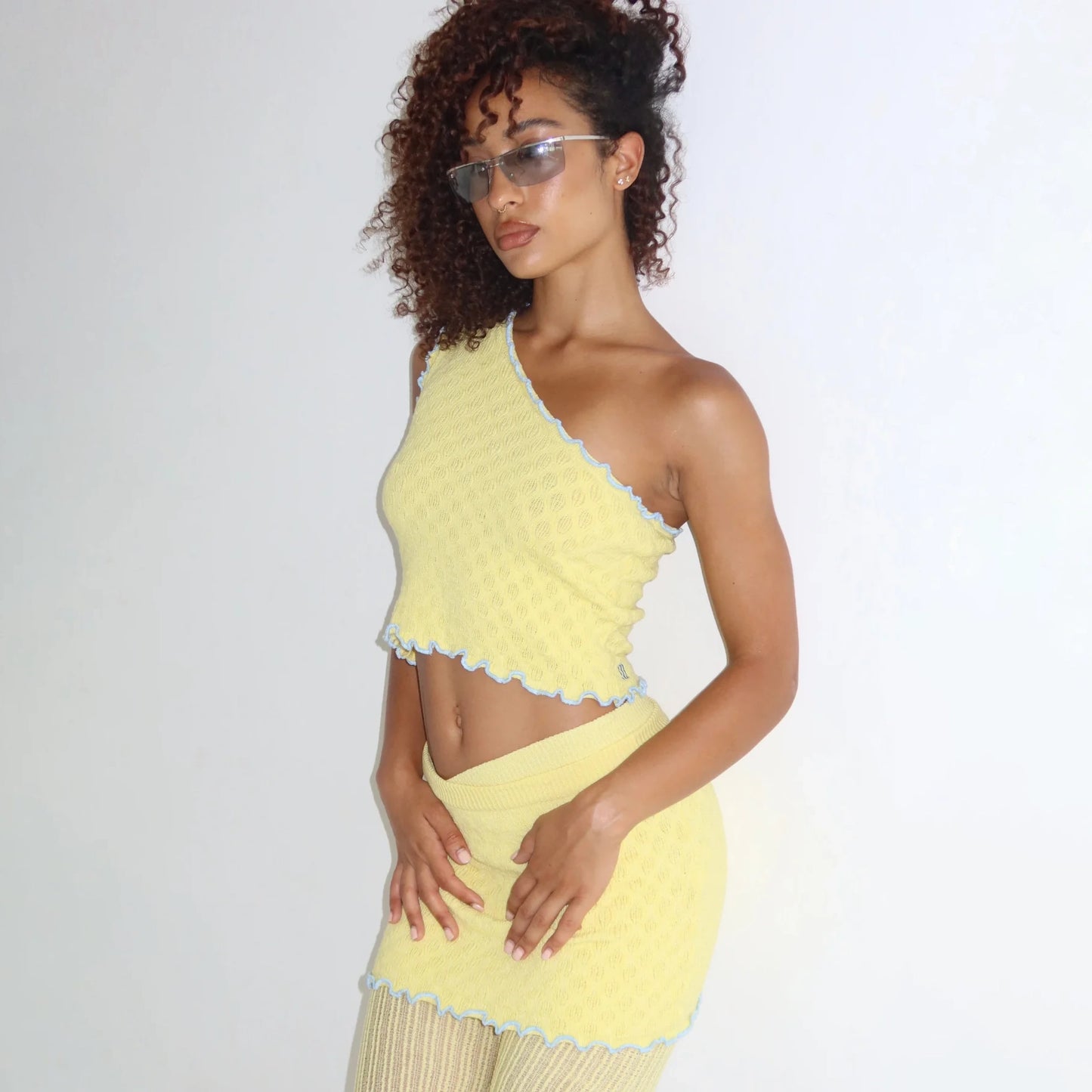Hibiscus One-Shoulder Knit Top