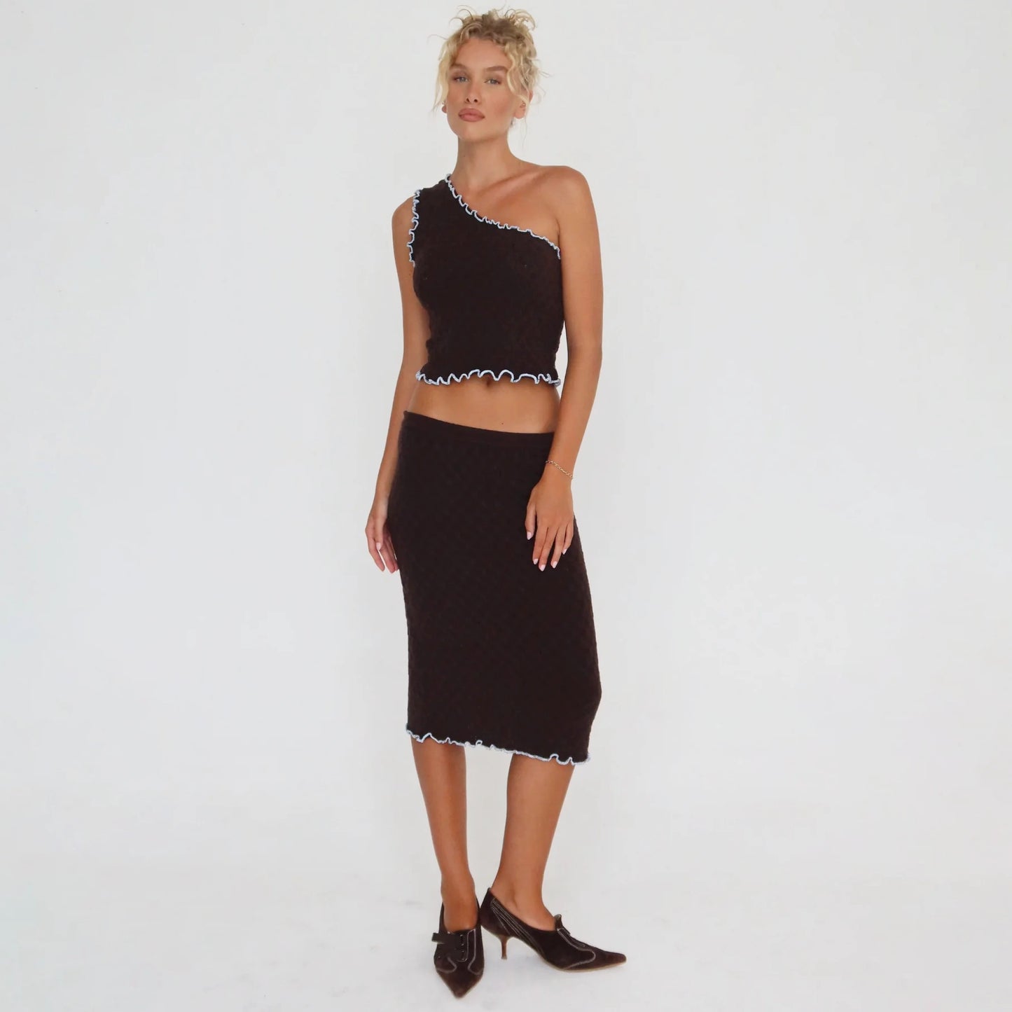 Hibiscus One-Shoulder Knit Top