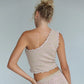Hibiscus One-Shoulder Knit Top