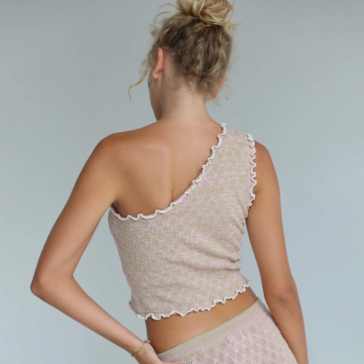 Hibiscus One-Shoulder Knit Top
