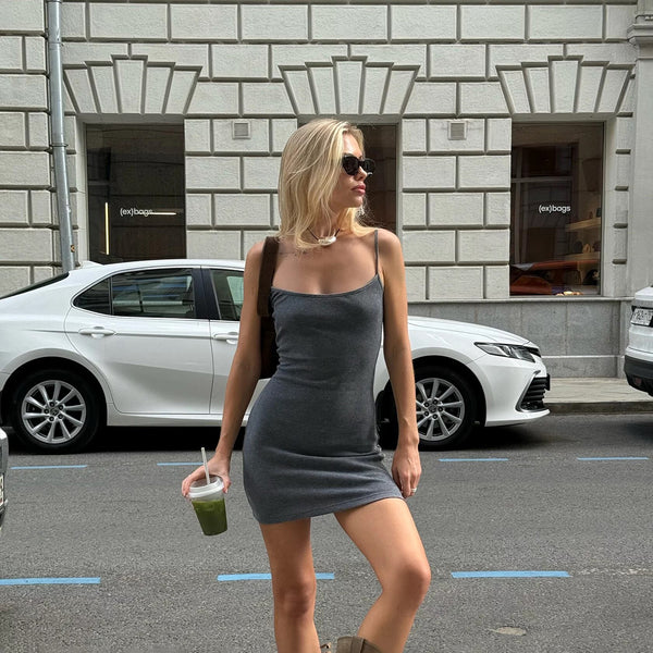 KIM MINI WASHED GREY DRESS – Cantik