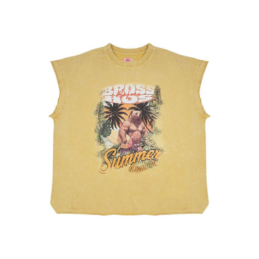 TSHIRT TANK STONEWASHED SUMMER PARADISE YELLOW