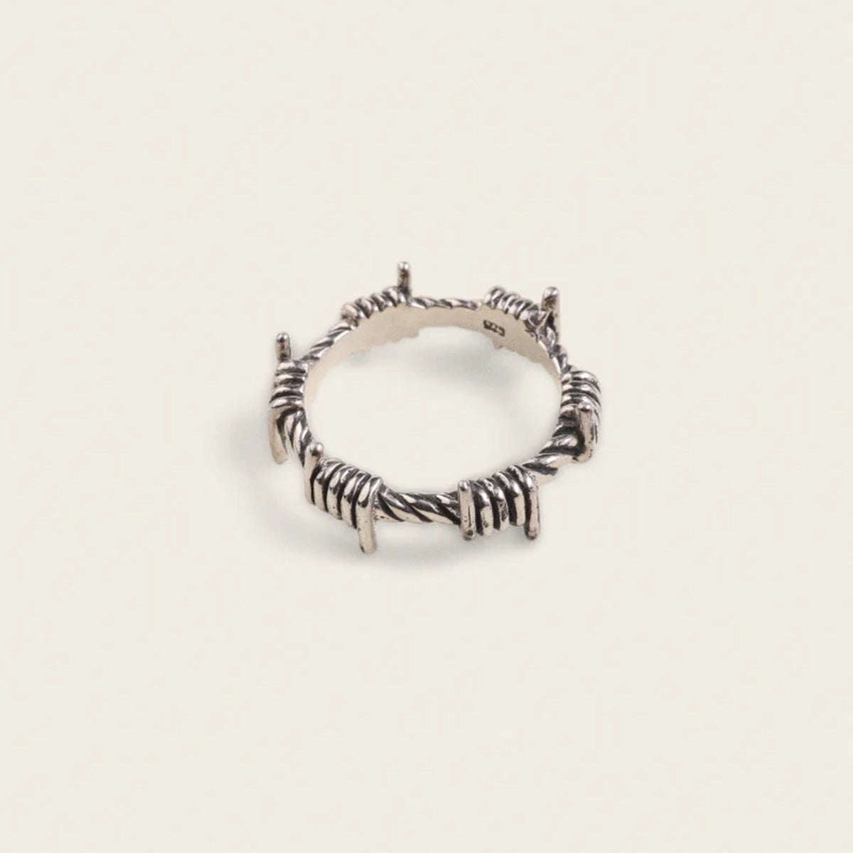 BARB WIRE RING IN SILVER