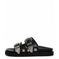 Black Studded Slides