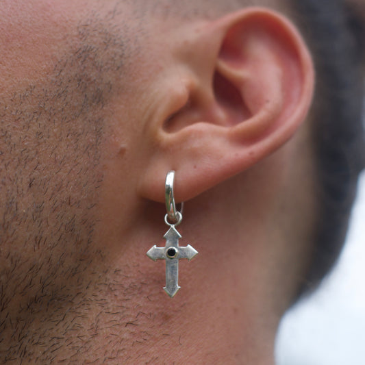 Cross Aiguisé Earrings with Zircon gemstone SILVER 925