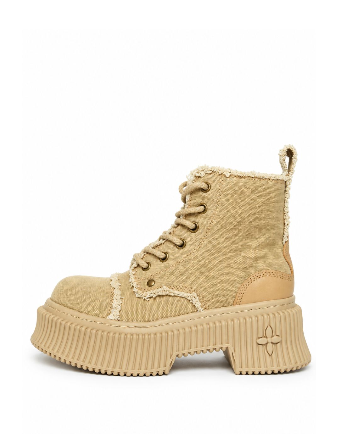 Beige Canvas Boots