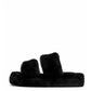 Black Fur Slippers