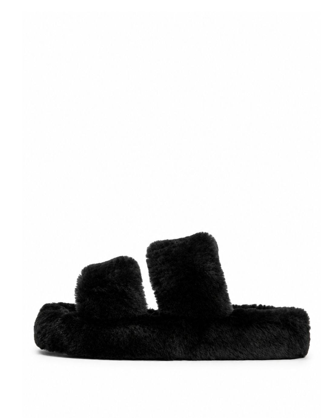 Black Fur Slippers