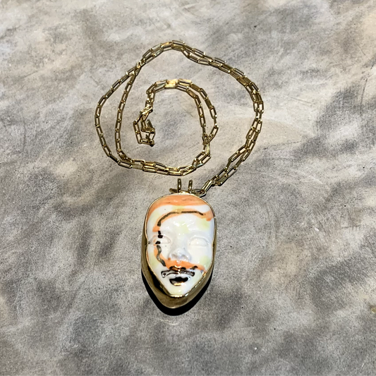 Orange double face necklace (gold)