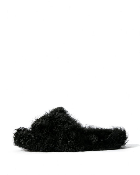 Black Curly Slippers