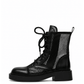 Black Leather Mesh Boots