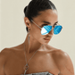 Blue Mirrored Aviator Sunglasses