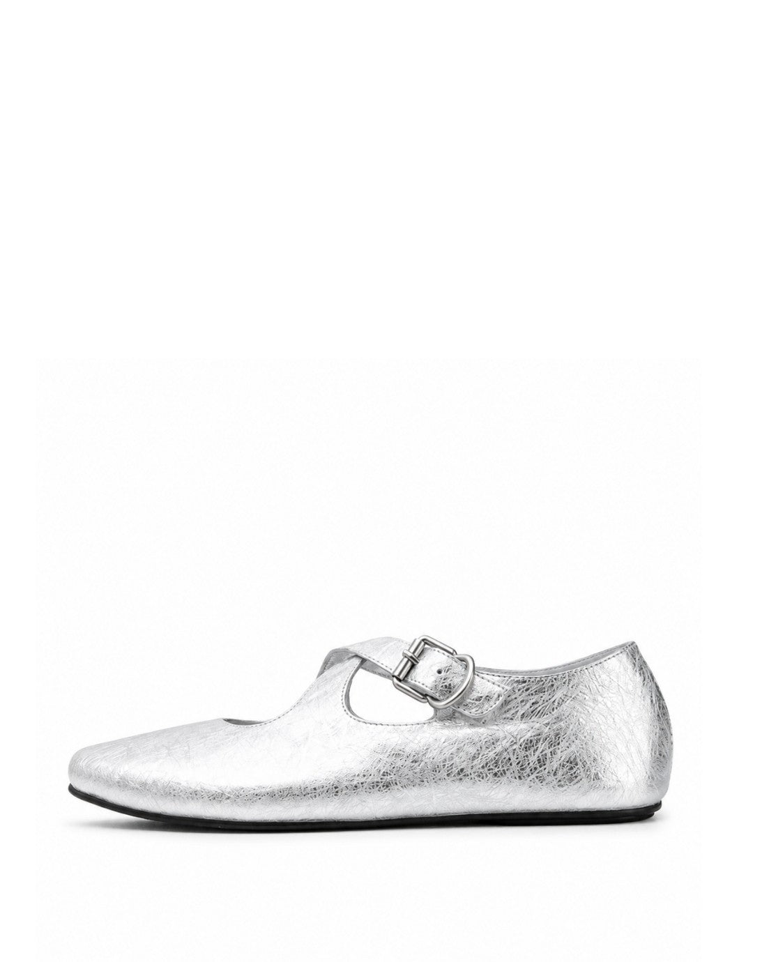 Silver Mary Jane Flats