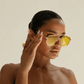 Silver Yellow-Tinted Aviator Sunglasses