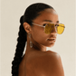 Silver Yellow-Tinted Aviator Sunglasses