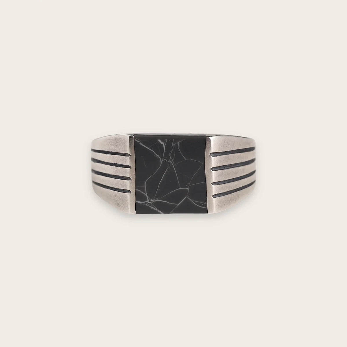 TIE-DYE MARBLE STONE RING IN SILVER