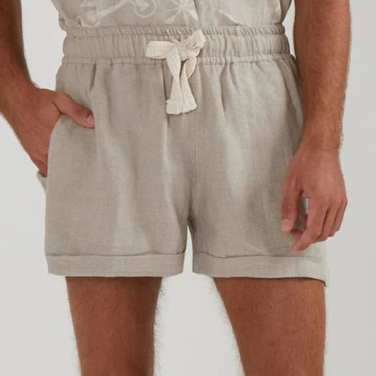 CUFFED LOUNGE LINEN SHORTS