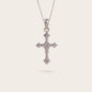 VINTAGE CROSS GEMSTONE NECKLACE IN SILVER