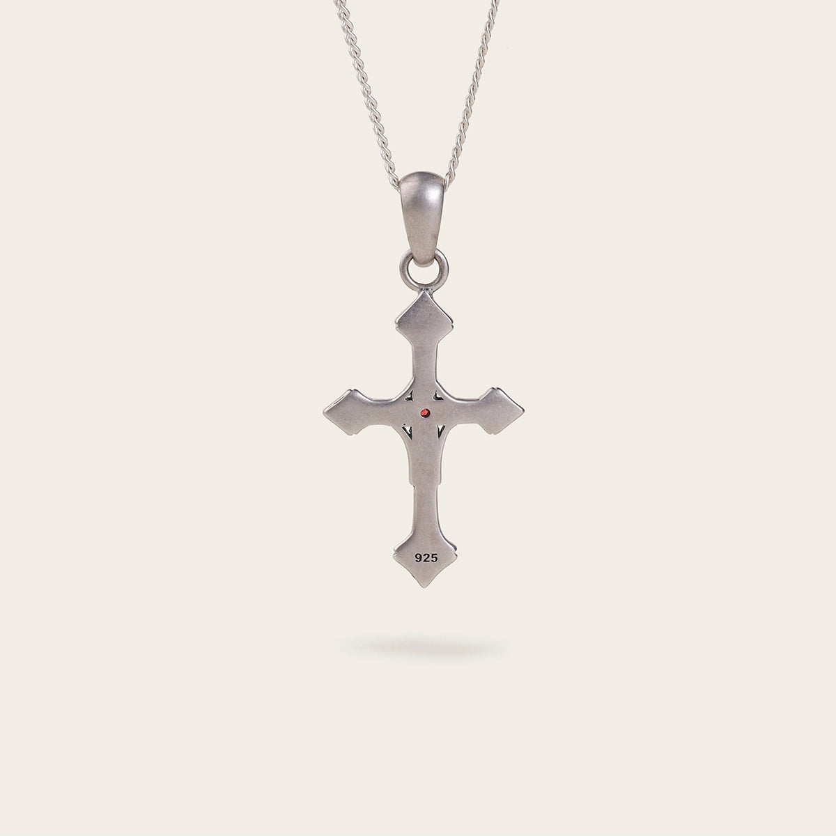 VINTAGE CROSS GEMSTONE NECKLACE IN SILVER