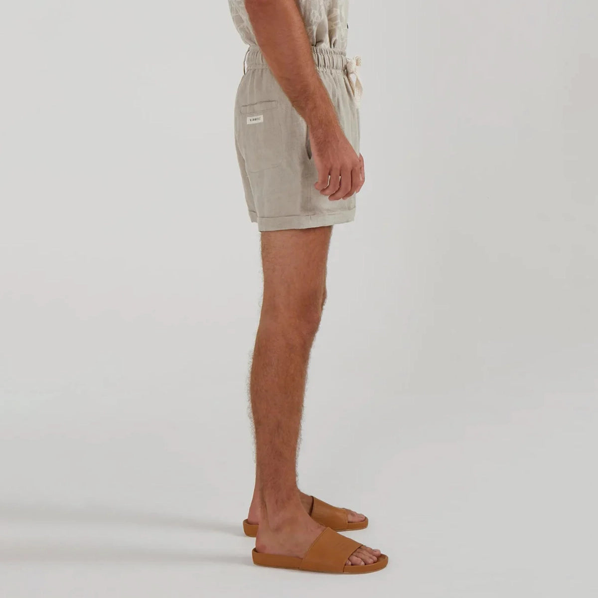 CUFFED LOUNGE LINEN SHORTS