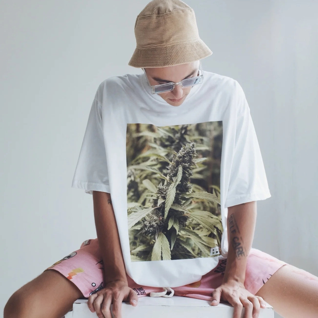 T-SHIRT PLANT PRINT WHITE