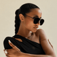 Black Geometric Aviator Sunglasses