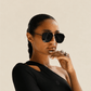 Black Geometric Aviator Sunglasses