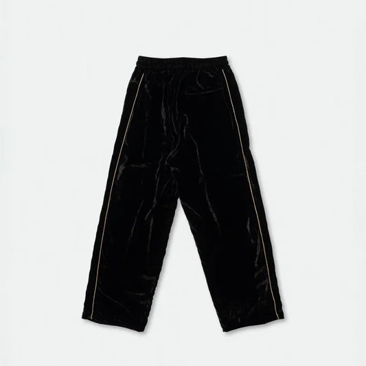 SILK VELVET TRACK PANTS BLACK