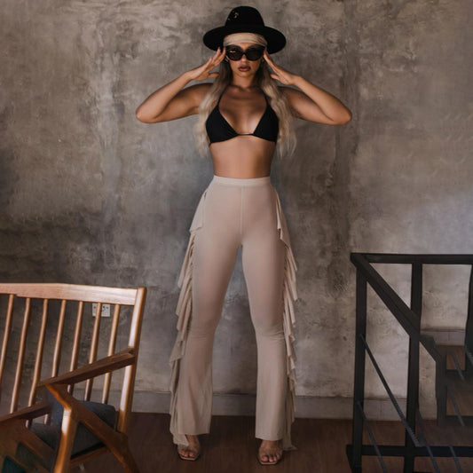 Transparent Mesh Pants Beige