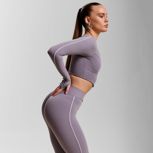 MODEL P01.27 SET TOP AND FLARED PANTS GREY