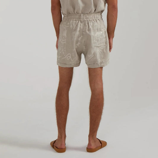 CUFFED LOUNGE LINEN SHORTS