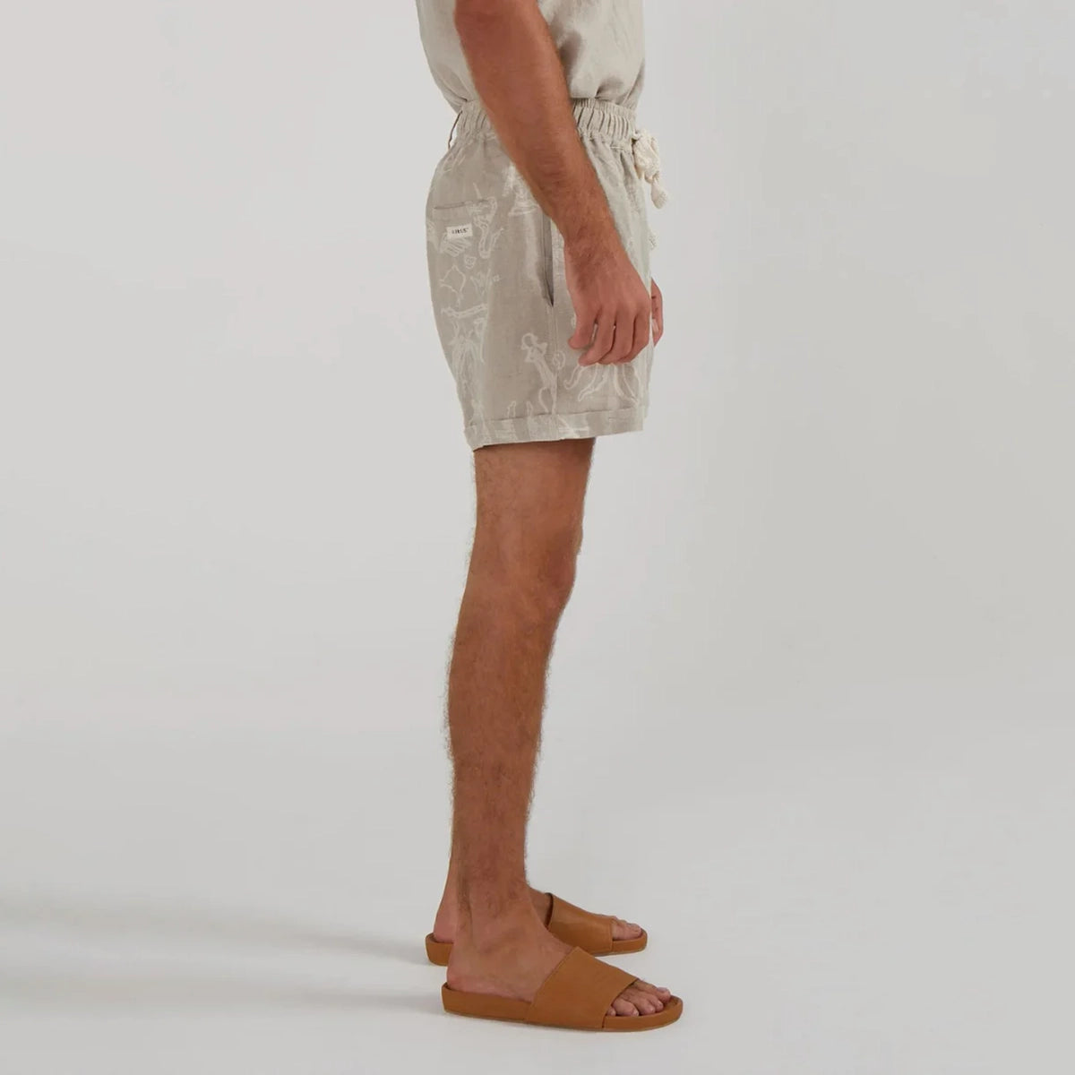 CUFFED LOUNGE LINEN SHORTS