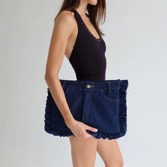 Upcycled denim laptop case