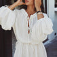 LUNA WHITE LINEN CRINKLE DRESS