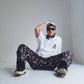 LINEN PANTS BBH SIGNATURE PRINT BLACK