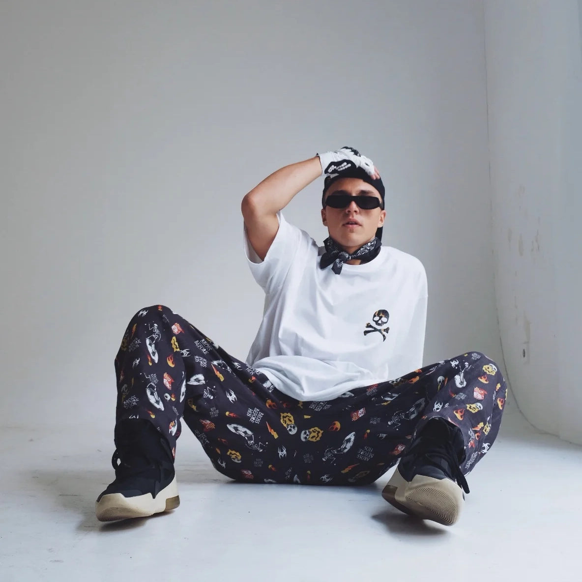 LINEN PANTS BBH SIGNATURE PRINT BLACK