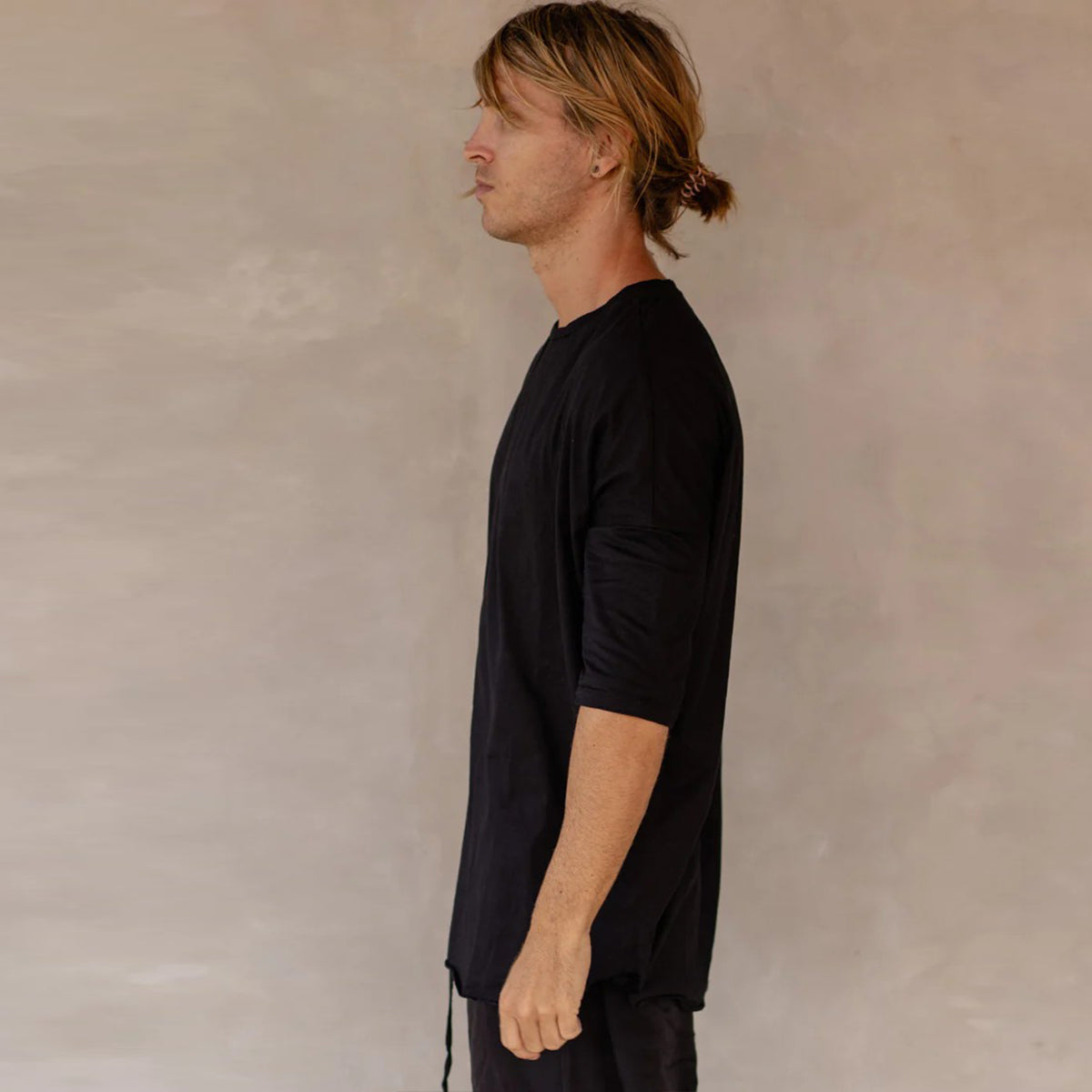 Cotton 3 quarter tee black